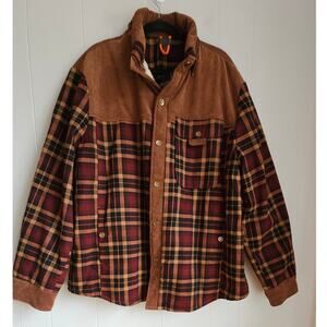 SERREMO Wanderer flannel jacket, Soft faux fur interior, Dark red wine , Sz XXXL